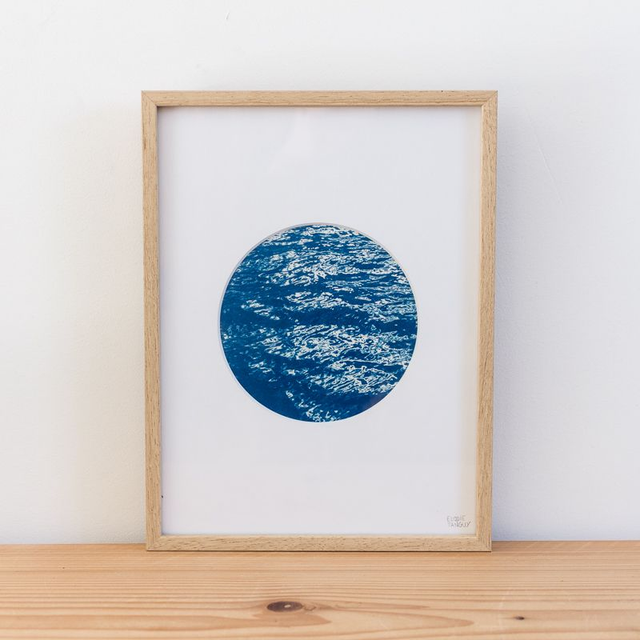 Ondes - Cyanotype encadré - 18x24 cm