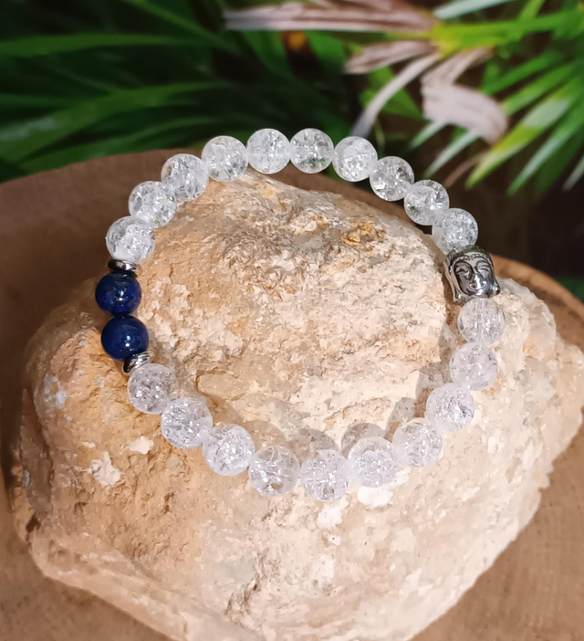 Bracelet en cristal de roche et lapis-lazuli