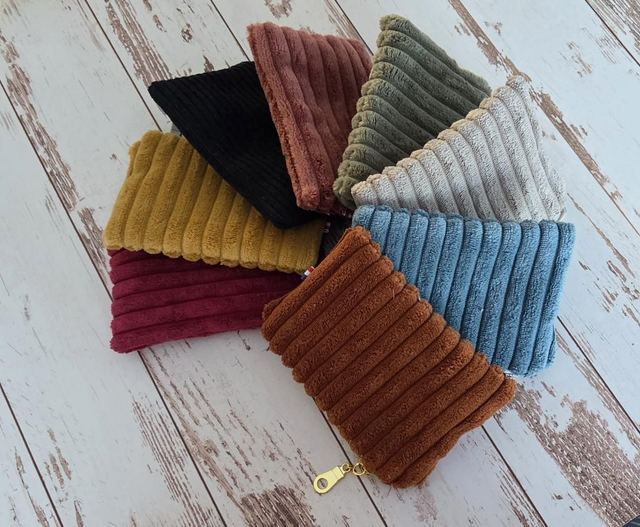 Porte monnaie en velours côtelé 