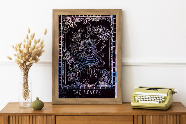 Linogravure "The Lovers"