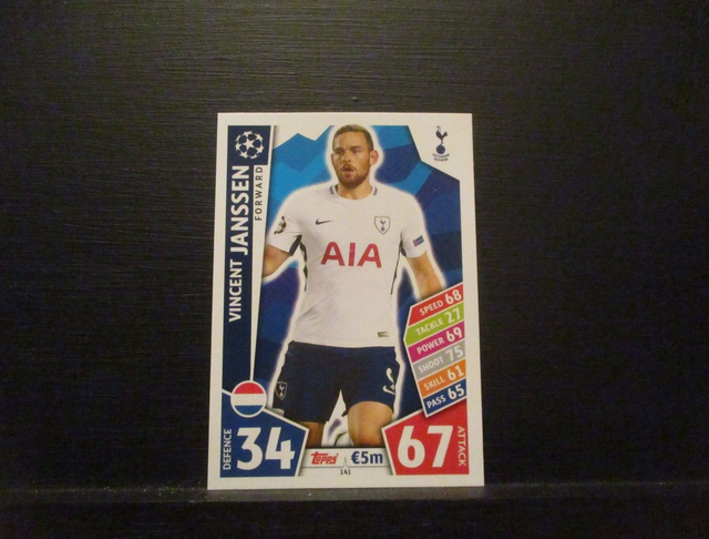 Vincent Janssen - UEFA Champions League Match Attax 2017/18 Original Trading Card #141