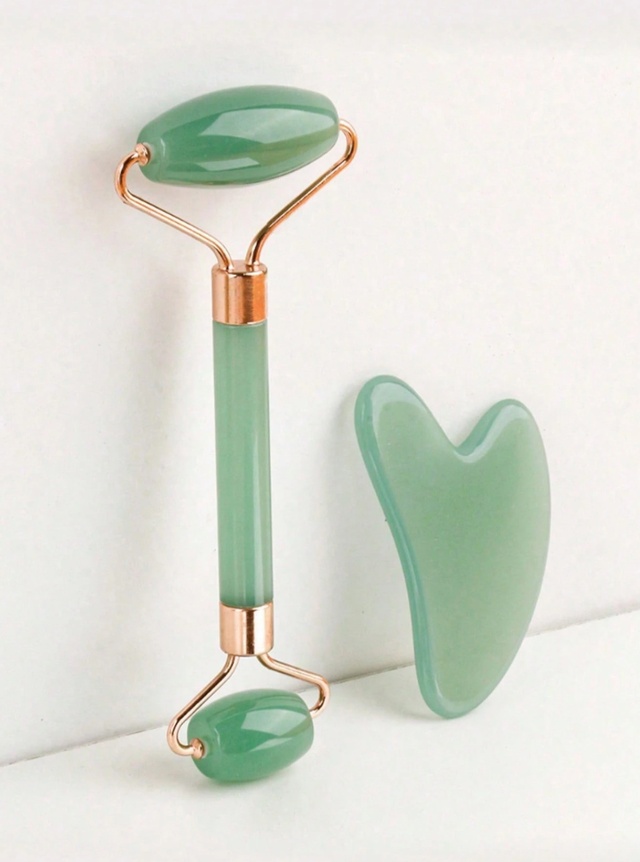 Coffret Gua sha et rouleau de massage en aventurine