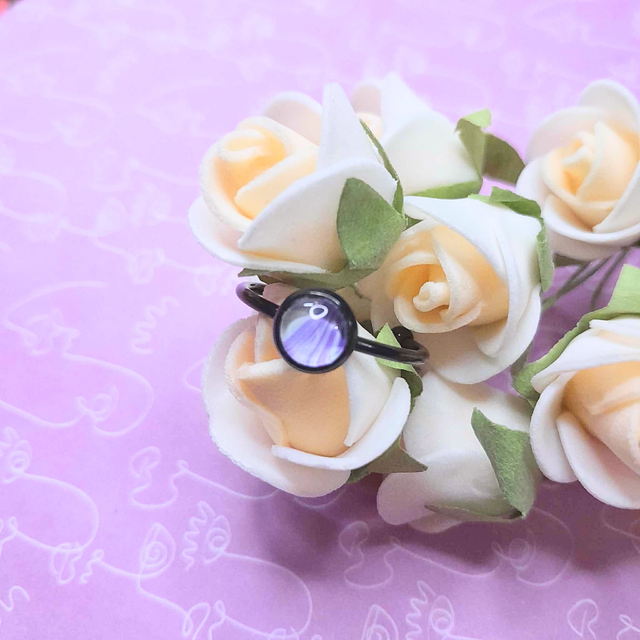 PIXIE - Bague métal noir - violet, vert