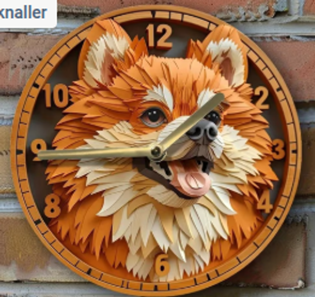 Vintage metalen klok Vos (20cm diameter) Nieuw.