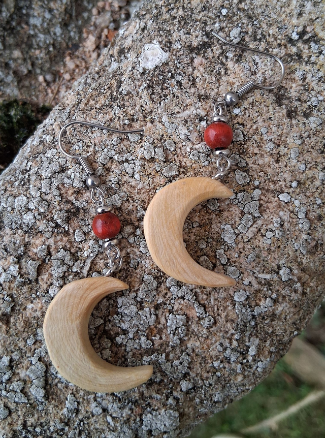 Boucles d'oreilles Bois de Buis et perles bois