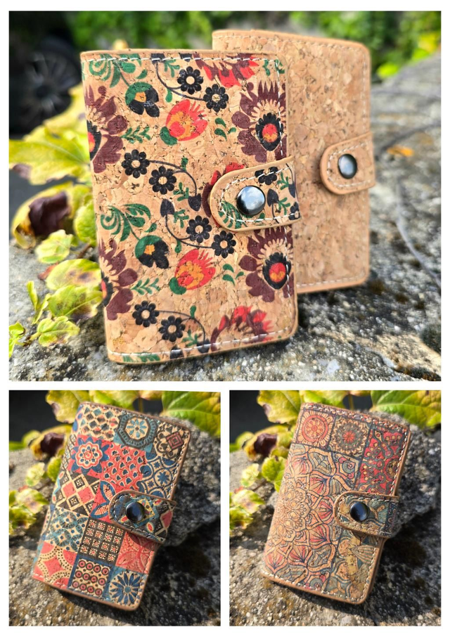 Porte-cartes en liège avec base rigide en aluminium et protection anti-fraudes