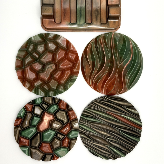 Lot de 4 dessous de verre avec présentoir 