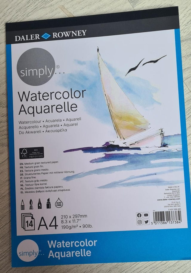 Daler Rowney A4 Watercolour 14 Medium Grain Textured Paper