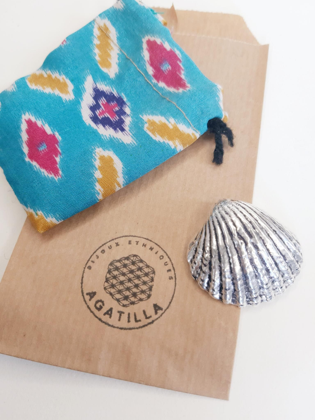 PENDANTIF COQUILLAGE COQUE ARGENTÉ  COLLIER OCÉAN 