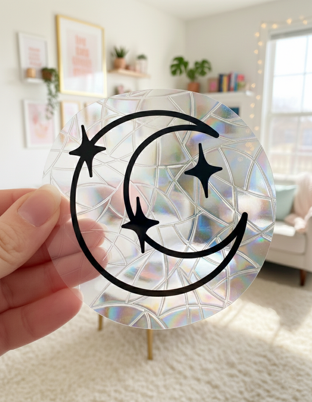 Attrape soleil sticker de fenêtre croissant de lune et étoiles 