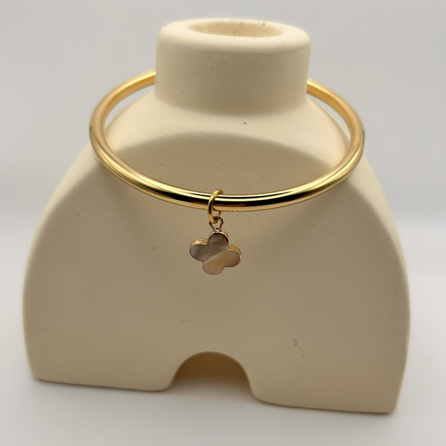 Jonc breloque trèfle nacré 