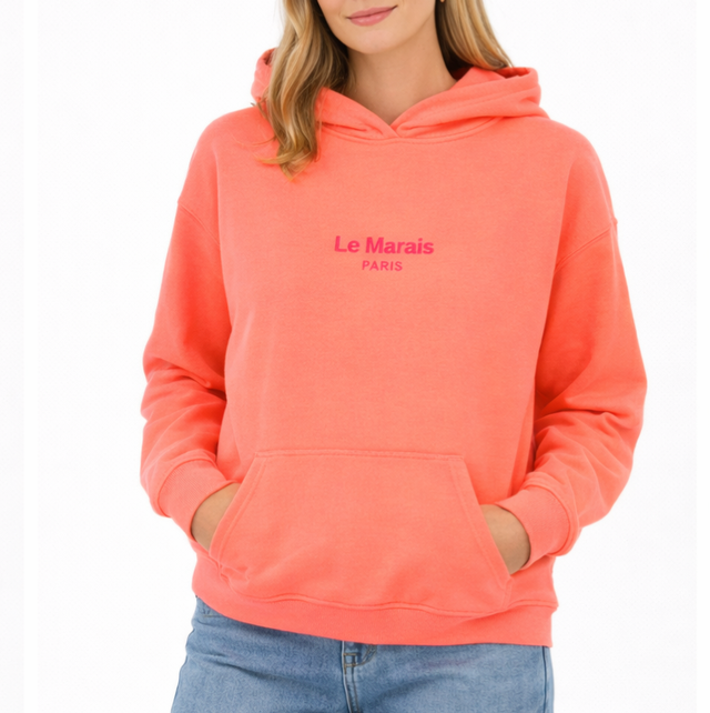 New! Hoodie Le Marais Paris oranje