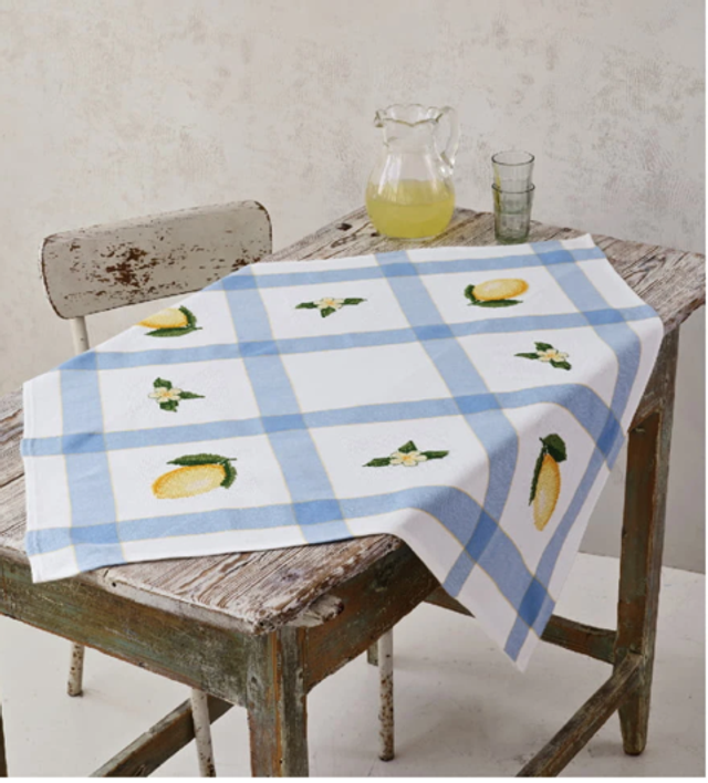 Tischdecke Zitrone und Blumen