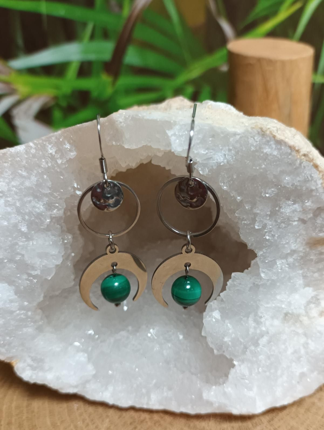 Boucles d'oreilles en malachite