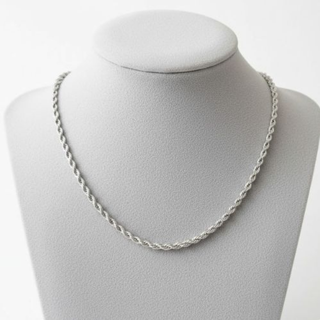 Cordão Baiano Prateado - Aço Inoxidável