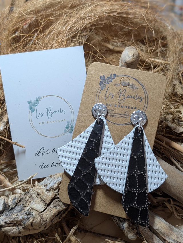 Boucles d'oreilles Georgia blanc noir ge026