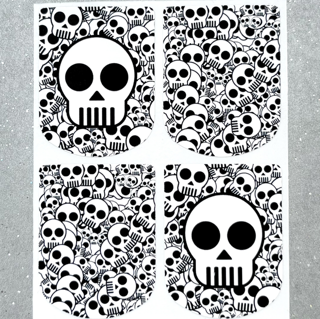 Black and White Skull Stickers (Set of 4)