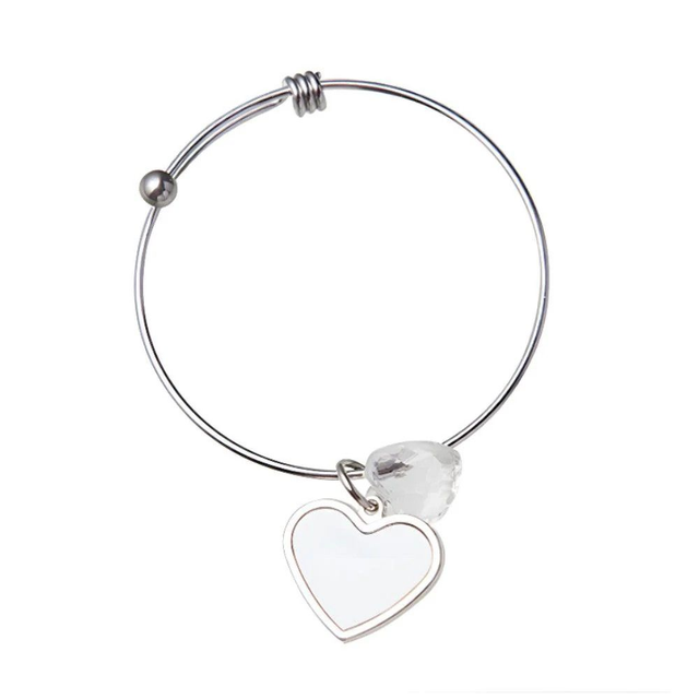 Bracelet Adjustable Coiled Heart with Heart Charm