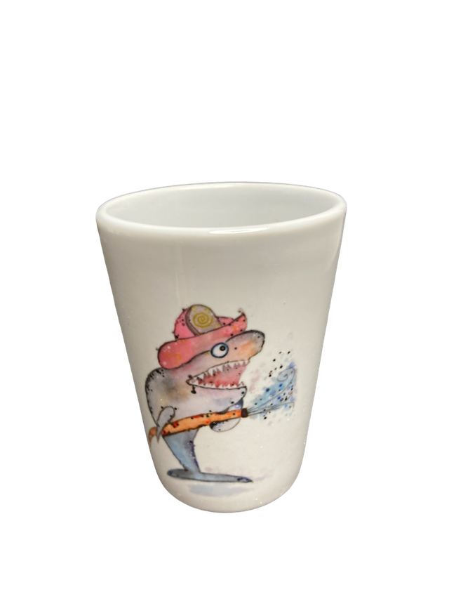 Schnapsglas Keramik "Feuerwehr-Hai"