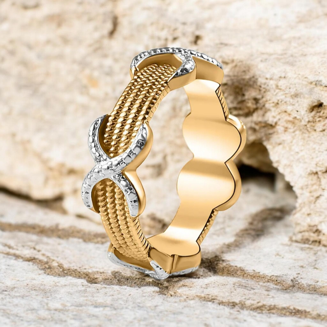 Platinum & 18K Yellow Gold Overlay Ring.