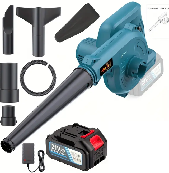 Souffleur électrique sans fil 21V – Compact &amp; efficace 1 batterie