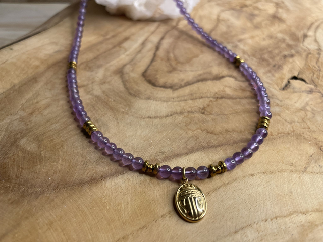 Collier ras de cou AMETHYSTE - Scarabée