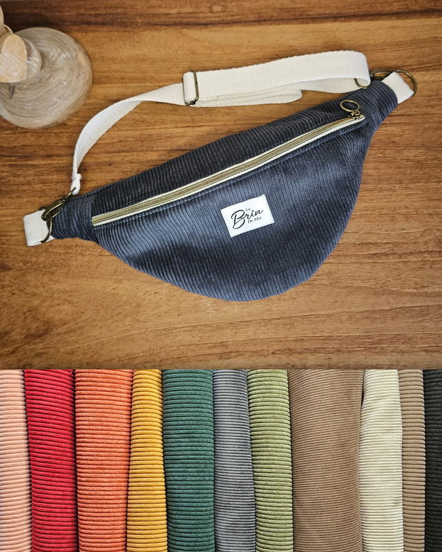 Personnalisez votre banane en velours côtelé anthracite