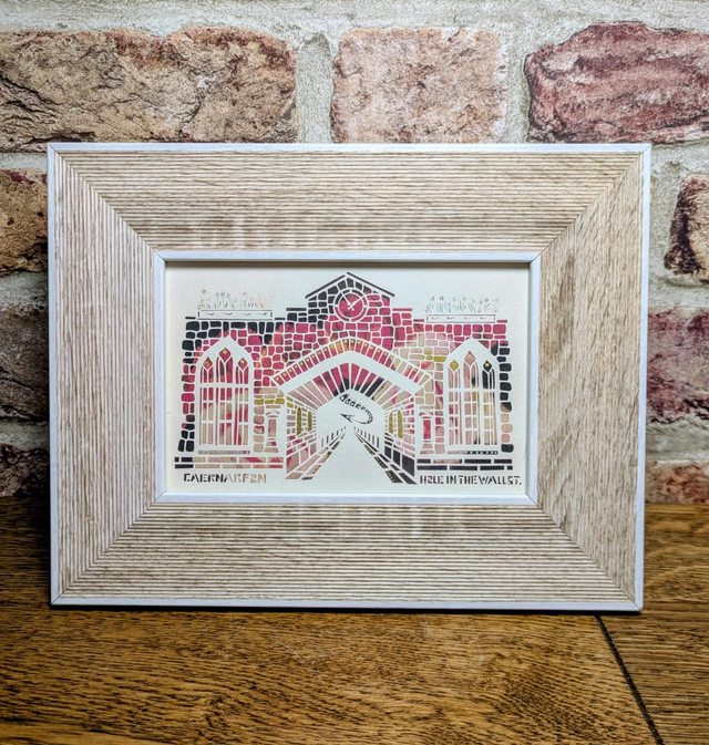 'Hole in the Wall St.' Caernarfon, Paper Cut Art Print in Standing Frame, by Wallsy