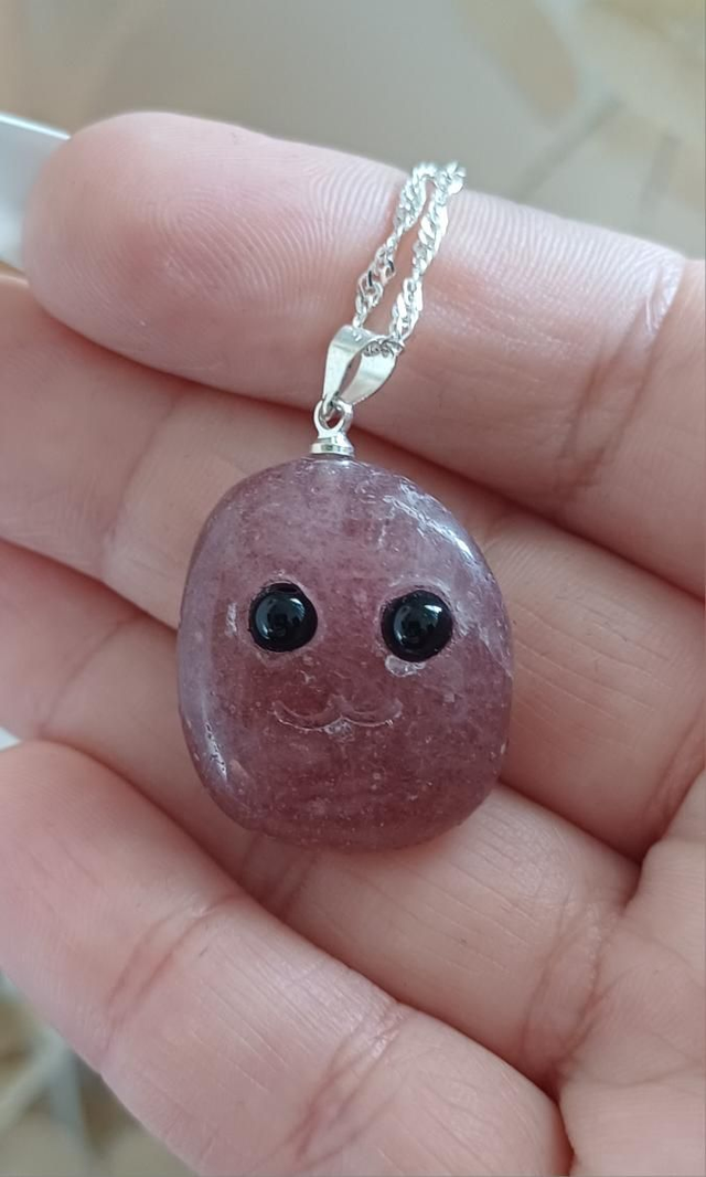 Tutti. Strawberry Quartz Crystal Critter Necklace 