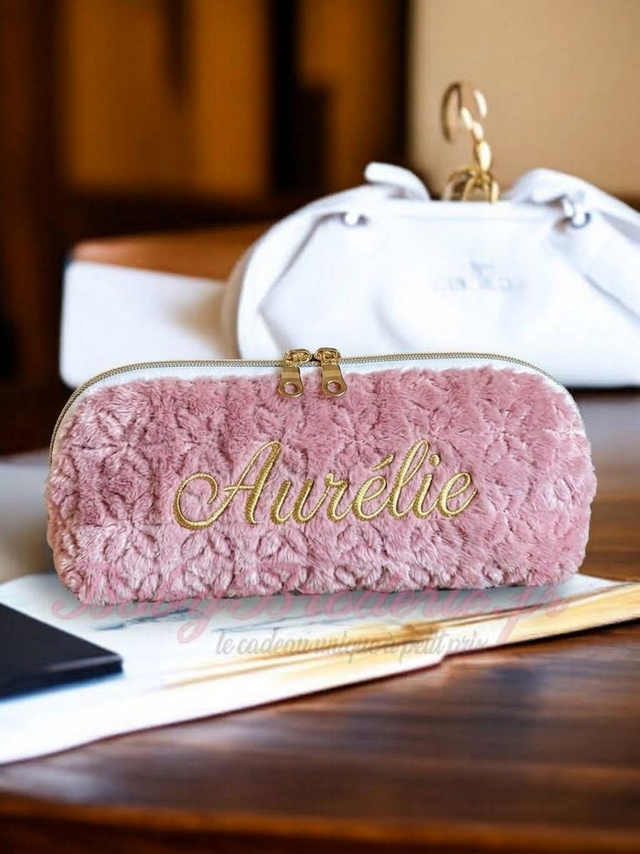 Trousse d'école Vieux rose et gris