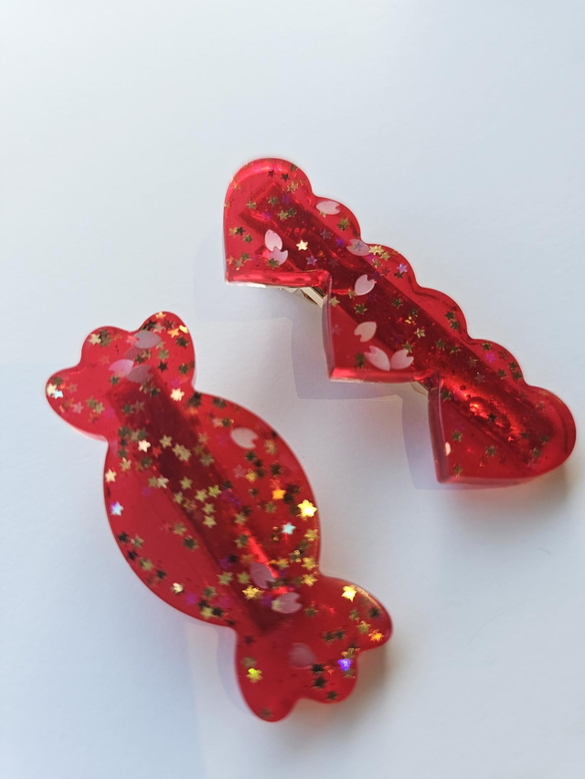 DUO BARRETTES ROUGES MULTI PAILLETTES