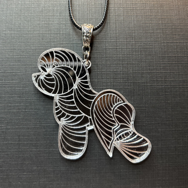 Acryl - Necklace Bichon Frise Silver Mirror