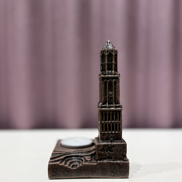 Domtoren waxinelichthouder (kleur bruin)