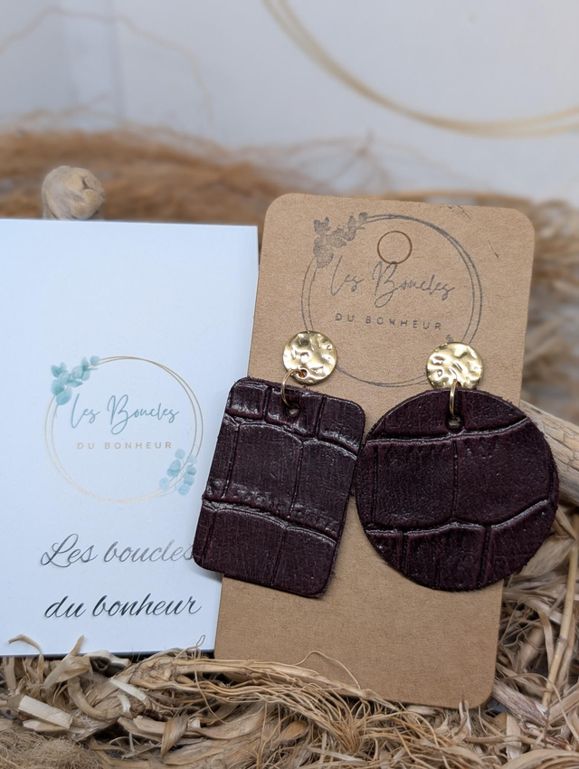 Boucles d&#039;oreilles Asymétrique aubergine as010