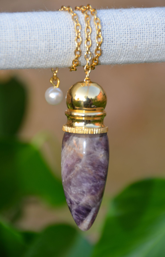 Pendule Améthyste plaqué laiton