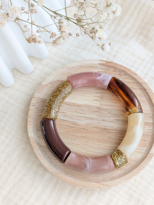 Bracelet jonc Mona marron glitter