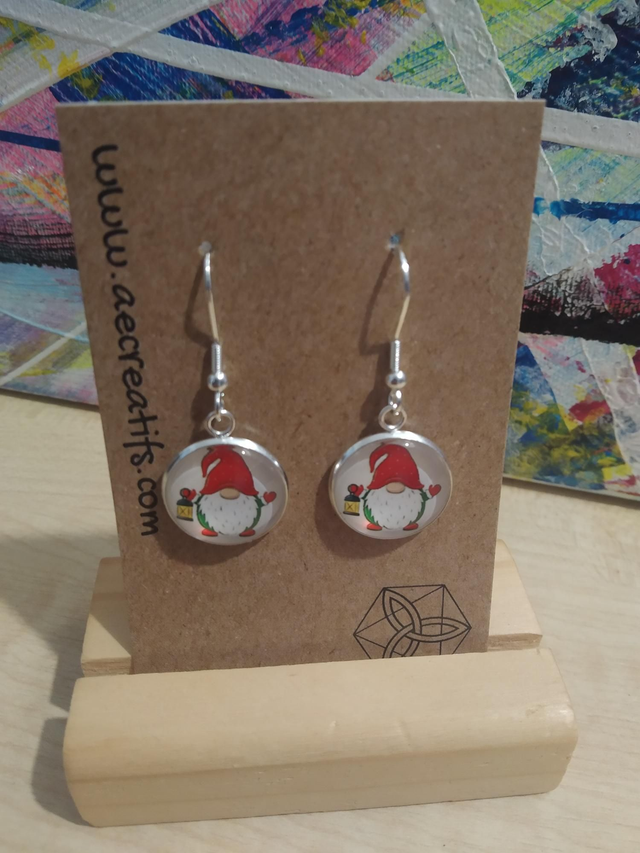 Boucles d&#039;oreilles cabochons gnome lanterne 