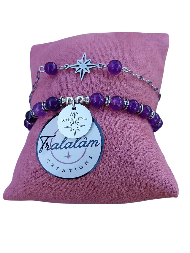 ✨Ensemble bracelets pierres améthyste MA BONNE ETOILE ✨(66BRA)