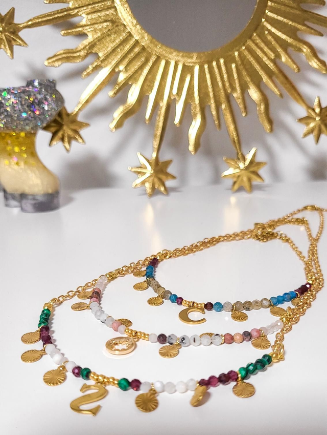 Collier Malachite, Grenat & Pierre de Lune – Force & Clarté - Personnalisable