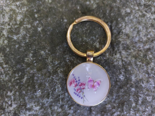 Porte clé papillon rose