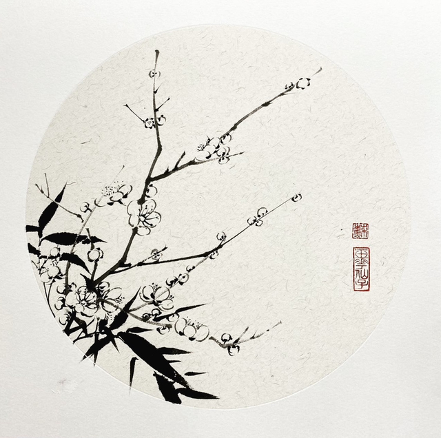 Plum Blossom &amp; Bamboo 梅竹之舞, Original and Unique Hand Painted Chinese Traditional Ink Painting Wall Decoration  33cm*33cm
