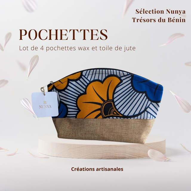 Lot de pochettes en wax et toile de jute