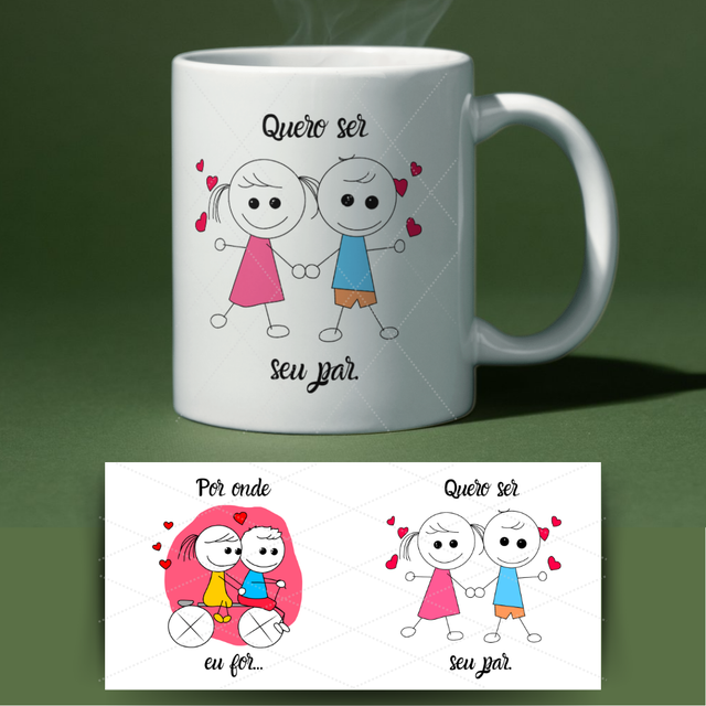 Caneca dia dos namorados - Por onde eu for, quero ser seu par