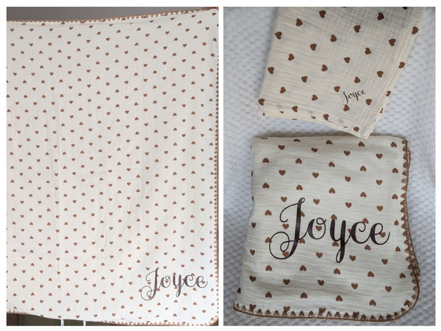 couverture avec prénom en vinyle thermocollant 