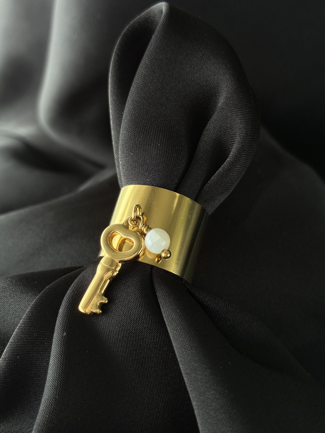 Bague réglable Clé du Coeur Doré
