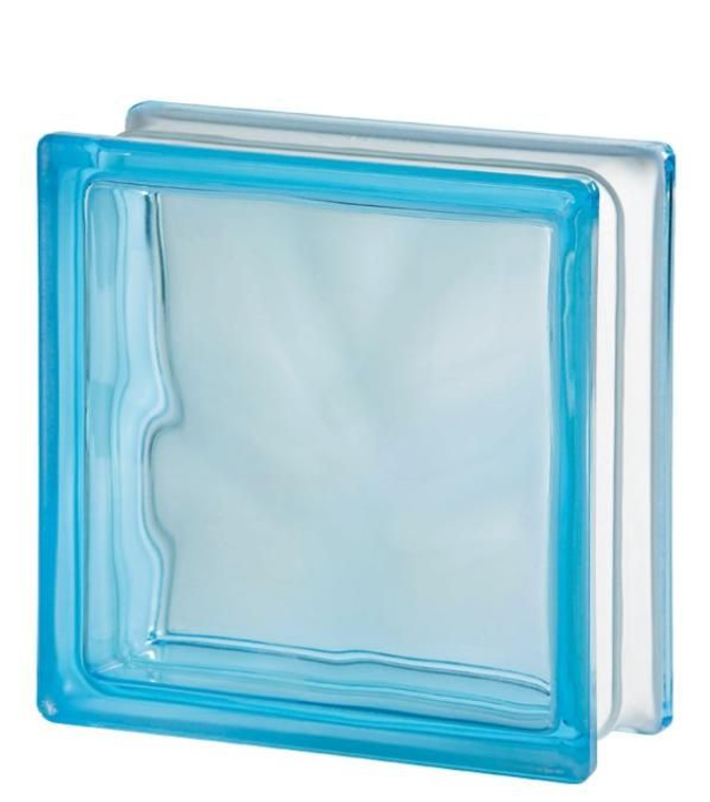 Basic Azur Light Blue Wave Glass Block 