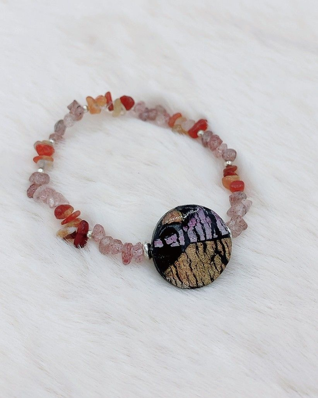Bracelet "Eclat Naturelle", Agate de Feu, Quartz 