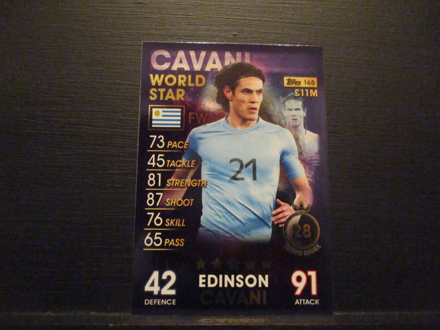 Edinson Cavani - World Star Match Attax 101 Original Trading Card