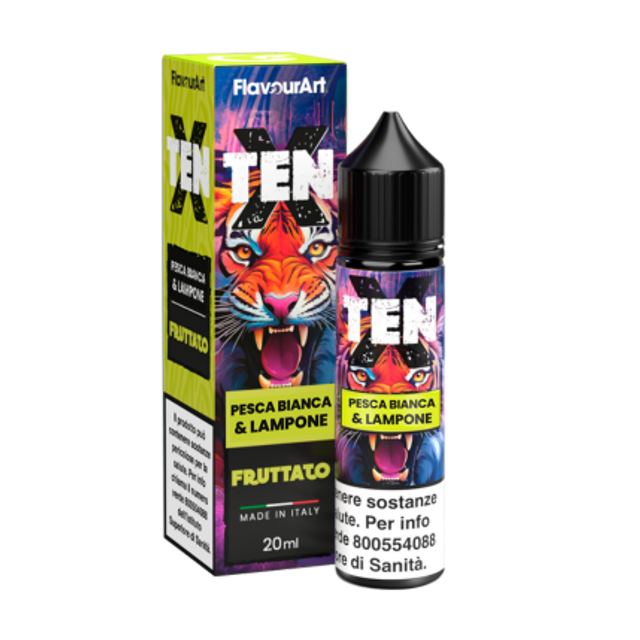 FLAVOURART Ten X Pesca Bianca &amp; Lampone SHOT 20/60 20ml EAN8058611847370