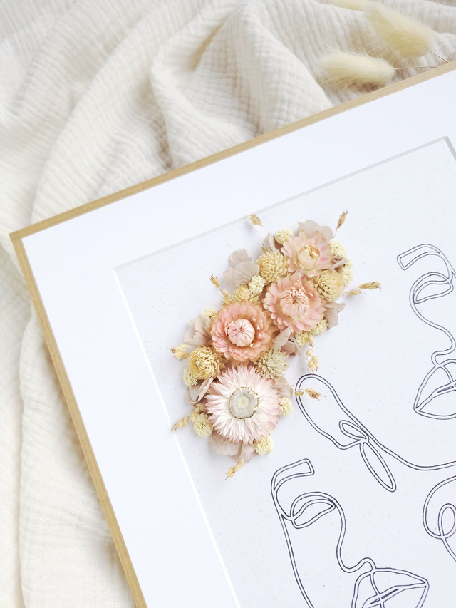 Cadre fleuri - Transmission Rose pastel